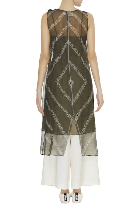 Urvashi Kaur Kota Cotton Shibori Dyed Tunic With Inner 