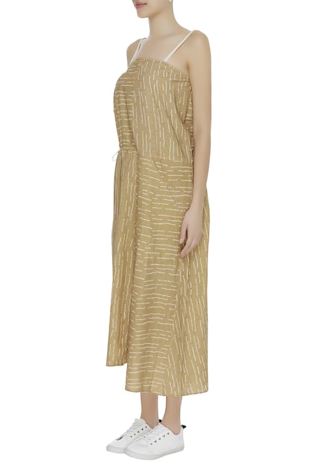 Buy Urvashi Kaur Beige Silk Bandeau Neck Embroidered Matka Maxi Dress Online at Aza Fashions Buy_Urvashi Kaur_Beige Silk Bandeau Neck Embroidered Matka Maxi Dress _Online_at_Aza_Fashions