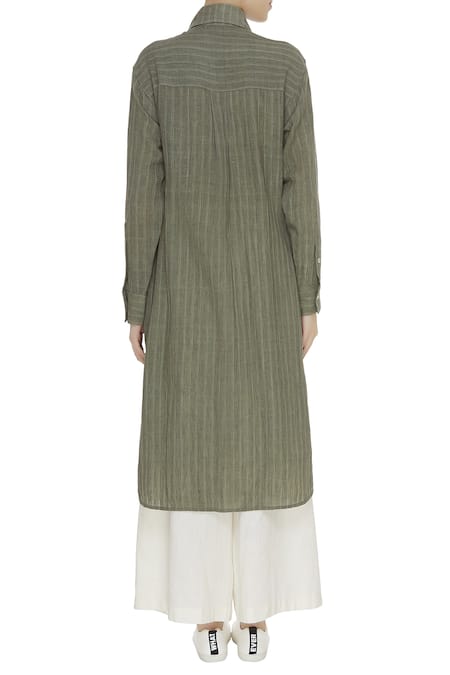 Urvashi Kaur Striped Cotton Collared Tunic 