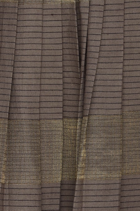 Buy_Urvashi Kaur_Brown Cotton, Kota Doria Zari Silk And Pleated Maxi Skirt _Online_at_Aza_Fashions