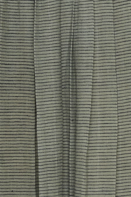 Buy_Urvashi Kaur_Green Cotton Gathered Pleats Paper Bag Waist Maxi Skirt _Online_at_Aza_Fashions