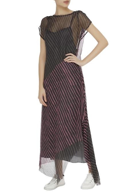 Urvashi Kaur Leheriya Dyed Kota Cotton Dress With Slip 