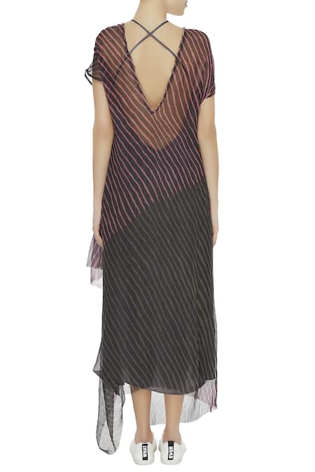 Urvashi Kaur Leheriya Dyed Kota Cotton Dress With Slip 