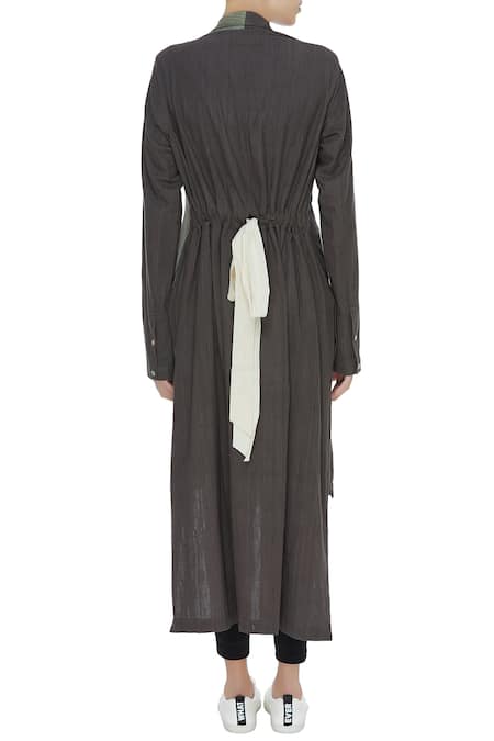 Urvashi Kaur Dual Toned Striped Kota Cotton Jacket 