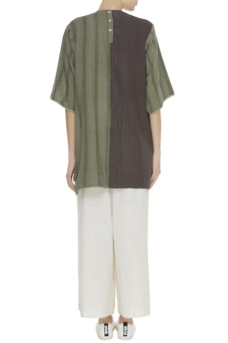 Urvashi Kaur Color Block Striped Cotton Tunic 