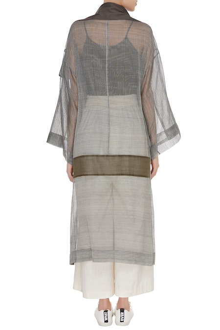 Urvashi Kaur Kota Silk Cutdana & Beads Embellished Jacket 