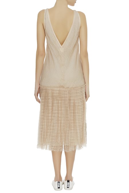 Urvashi Kaur Embellished Pleated Drop Waist Midi Dress 