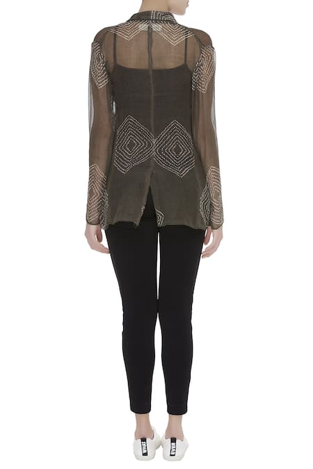 Urvashi Kaur Shibori Dyed Sheer Cutdana & Beads Jacket 