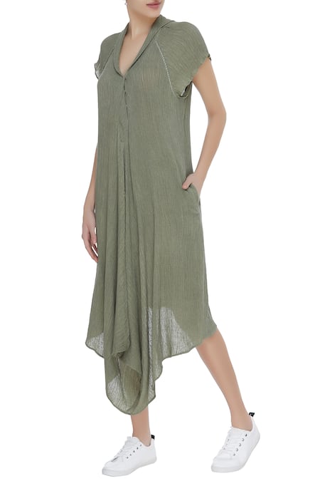 Urvashi Kaur Cotton asymmetric crinkled tunic 