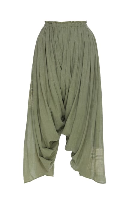 Urvashi Kaur Pleated Draped Cropped Cotton Pant 
