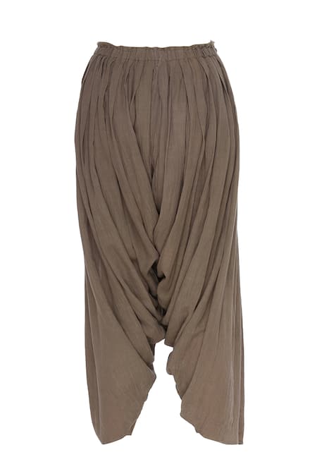 Urvashi Kaur Pleated Draped Cropped Cotton Pant 