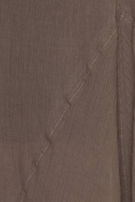 Buy_Urvashi Kaur_Brown Cotton Cropped Loose Fit Draped Pant _Online_at_Aza_Fashions