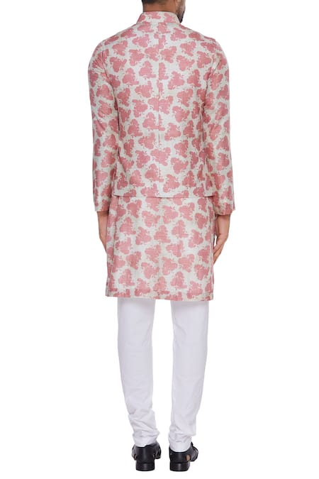 Nautanky Rose Print Bundi Kurta Set 