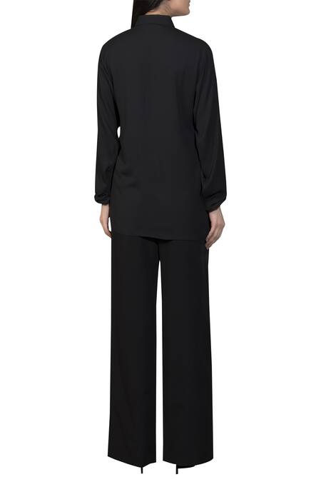 Shop_Siddartha Tytler_Black Embroidered Top_at_Aza_Fashions