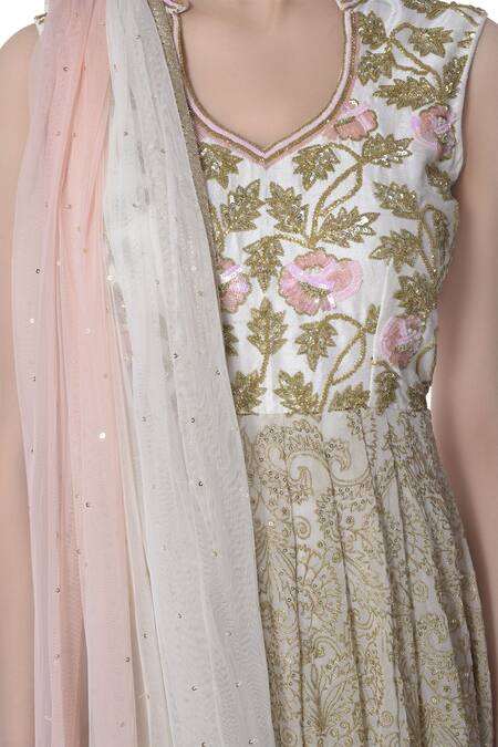 Buy_Bhumika Grover_Off White Round Embroidered Anarkali With Dupatta_Online_at_Aza_Fashions