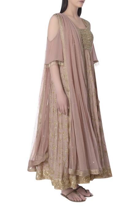 Bhumika Grover_Pink Round Embroidered Anarkali With Dupatta_Online_at_Aza_Fashions