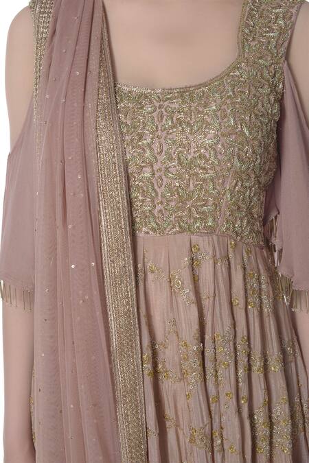 Buy_Bhumika Grover_Pink Round Embroidered Anarkali With Dupatta_Online_at_Aza_Fashions