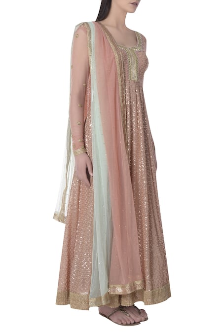Bhumika Grover_Pink Round Embroidered Anarkali With Dupatta_Online_at_Aza_Fashions