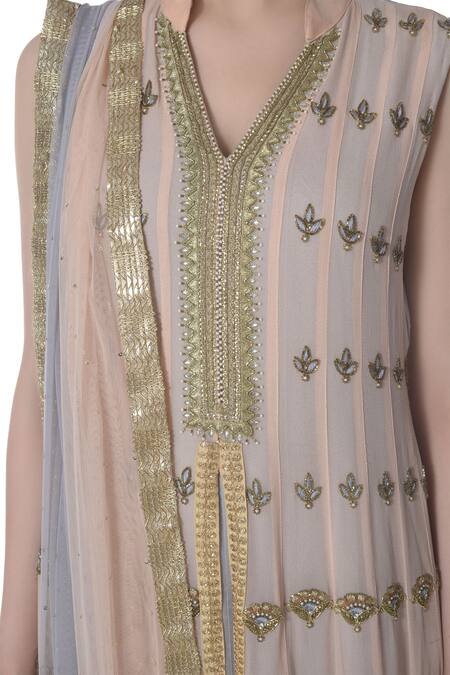 Buy_Bhumika Grover_Purple Mandarin Collar Embroidered Anarkali Set_Online_at_Aza_Fashions