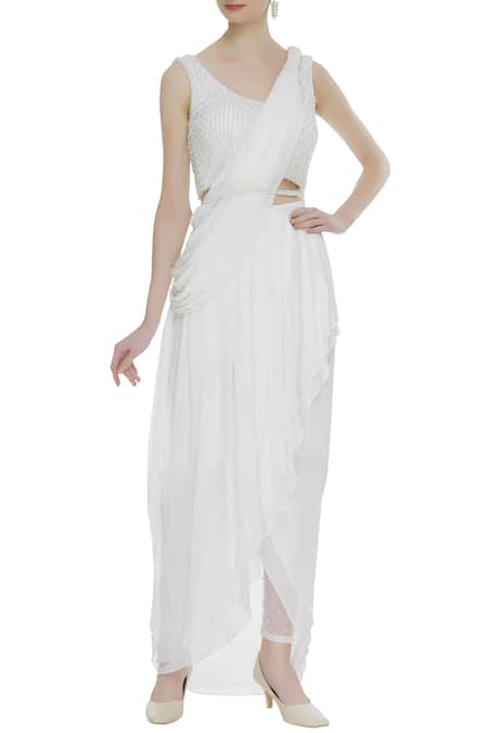 Arpan Vohra Embellished Pre-Draped Saree Set 