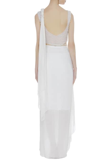 Arpan Vohra Embellished Pre-Draped Saree Set 