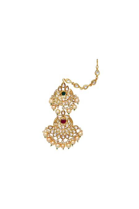 Buy_Moh-Maya By Disha Khatri_Gold Plated Chandbali Kundan Earrings _Online_at_Aza_Fashions