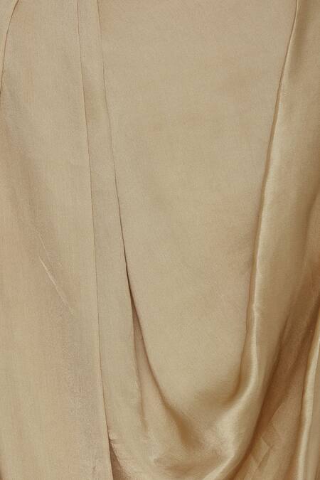 Buy_Archana Rao_Gold Satin Cutdana, Beads Mandarin Fusion Style Dhoti Skirt _Online_at_Aza_Fashions