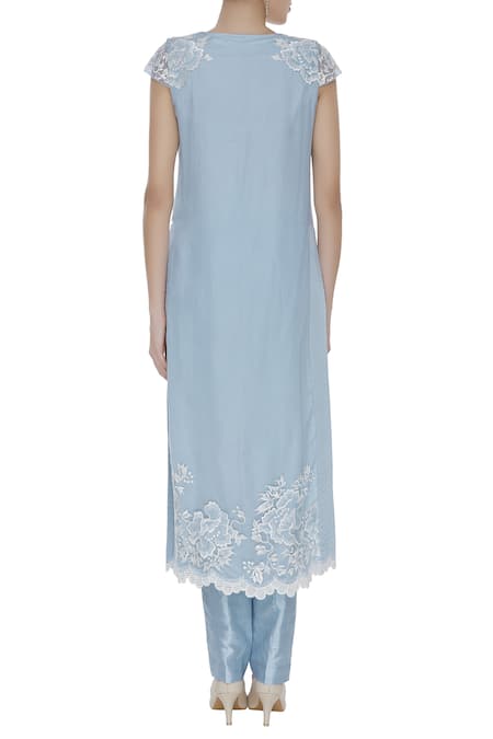Archana Rao Pearl & floral embroidered kurta set 
