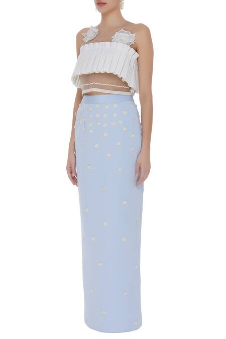 Archana Rao_Blue Embellished Crop Top _Online_at_Aza_Fashions