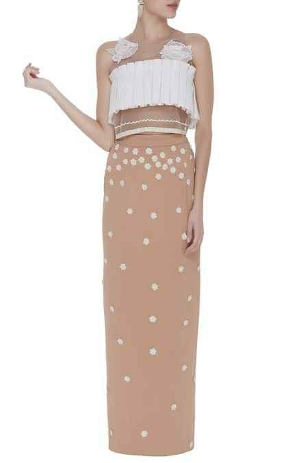 Archana Rao Neoprene floral applique maxi skirt 