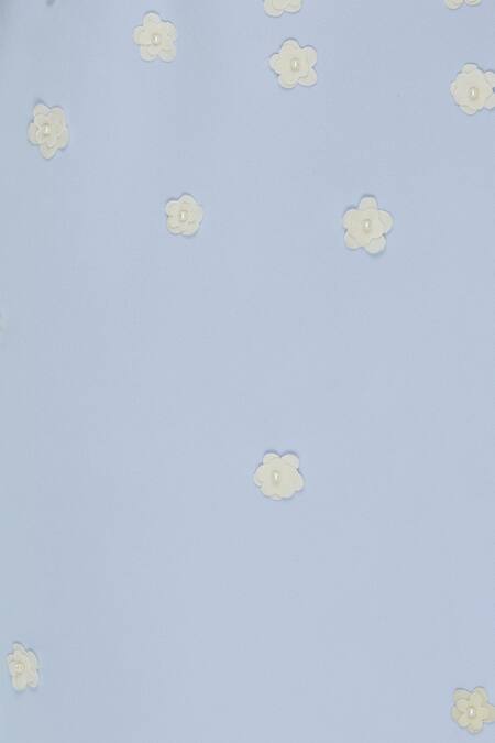 Buy_Archana Rao_Blue Neoprene Cutdana, Beads Notched Floral Applique Maxi Skirt _Online_at_Aza_Fashions