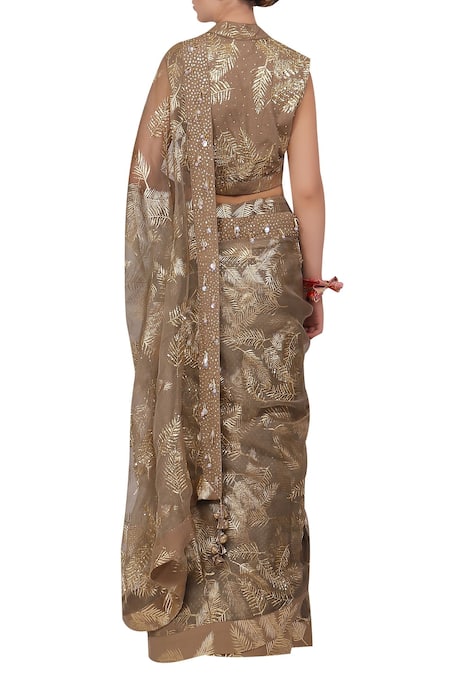 Nikasha Organza Foil Print Saree with Blouse 