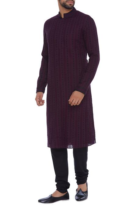 Bubber Couture Purple Embroidered Kurta Set For Men