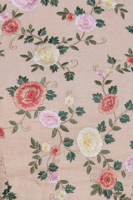 Buy_Pranay Baidya_Pink Chanderi, Cotton Silk Cutdana, Beads Square Neck Floral Embroidered Blouse _Online_at_Aza_Fashions