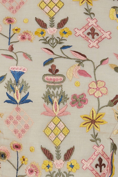 Buy_Pranay Baidya_Multi Color , Silk Cutdana, Beads Square Hand Embroidered Blouse _Online_at_Aza_Fashions