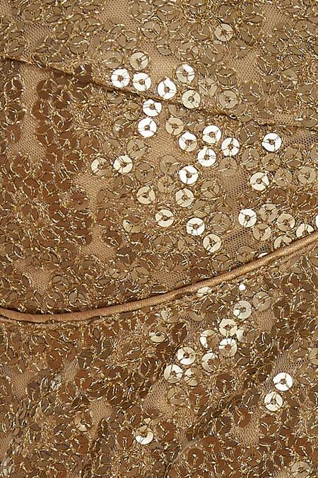 Buy_Pranay Baidya_Gold Embroidered Choli Cut Saree Blouse_Online_at_Aza_Fashions