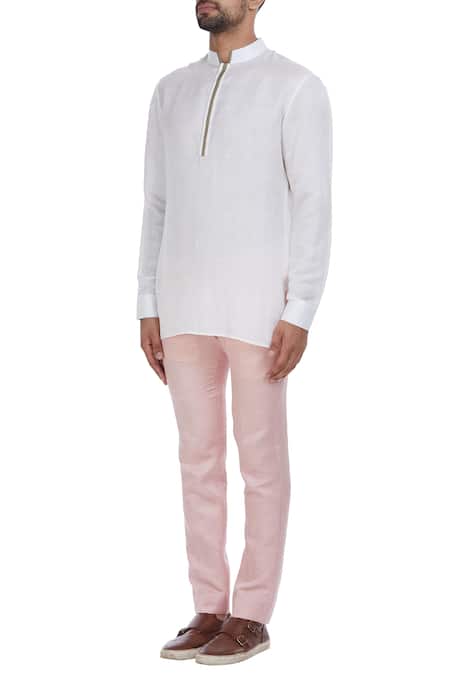 Buy_Mapxencars_Off White Linen Short Kurta_Online_at_Aza_Fashions