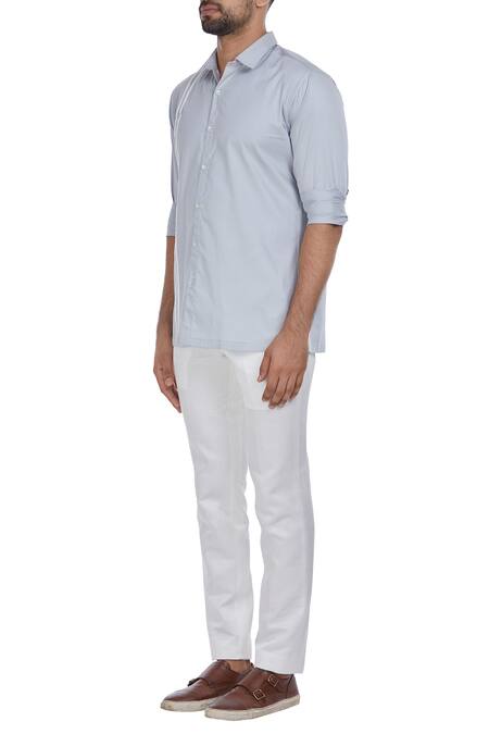 Buy_Mapxencars_Blue Cotton Shirt_Online_at_Aza_Fashions