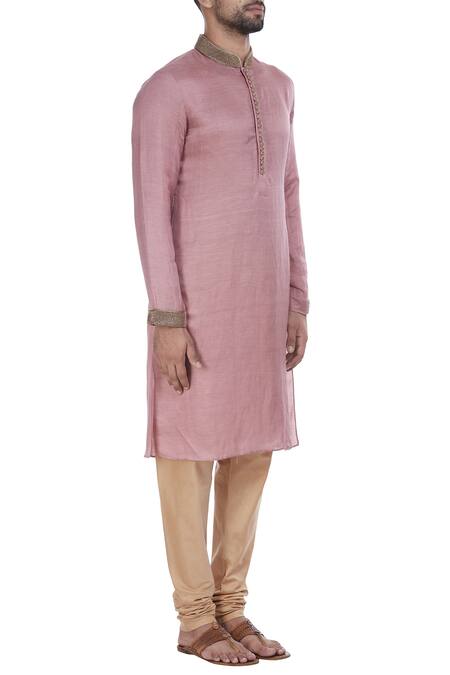 Mapxencars_Pink Silk Kurta Set_Online_at_Aza_Fashions