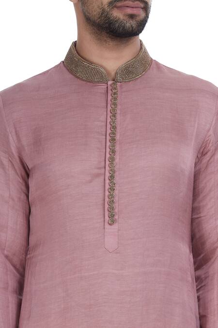 Mapxencars_Pink Silk Kurta Set_at_Aza_Fashions