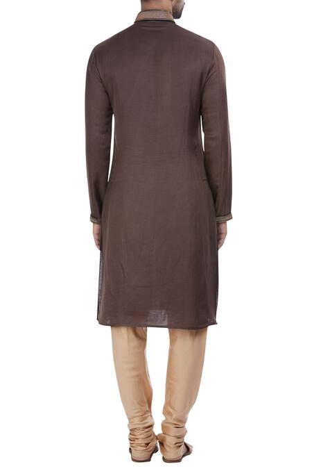 Shop_Mapxencars_Brown Silk Kurta Set_at_Aza_Fashions