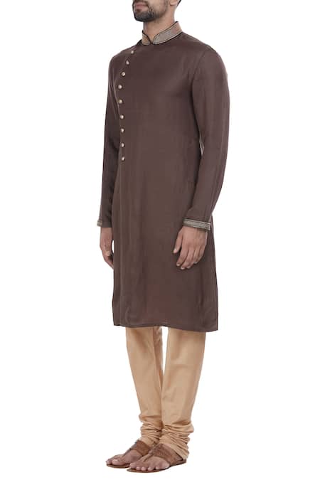 Buy_Mapxencars_Brown Silk Kurta Set_Online_at_Aza_Fashions