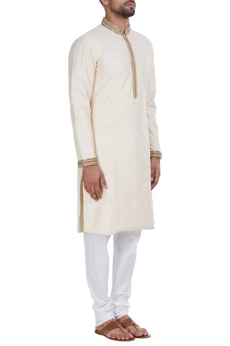 Mapxencars_White Silk Kurta Set_Online_at_Aza_Fashions