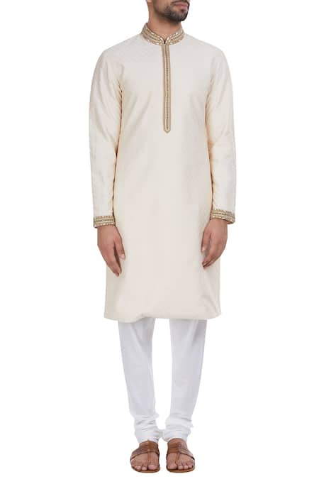 Shop_Mapxencars_White Silk Kurta Set_Online_at_Aza_Fashions
