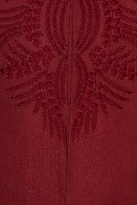 Kommal Sood_Black Linen Embroidered Beads Kurta Set With Bandhgala _at_Aza_Fashions