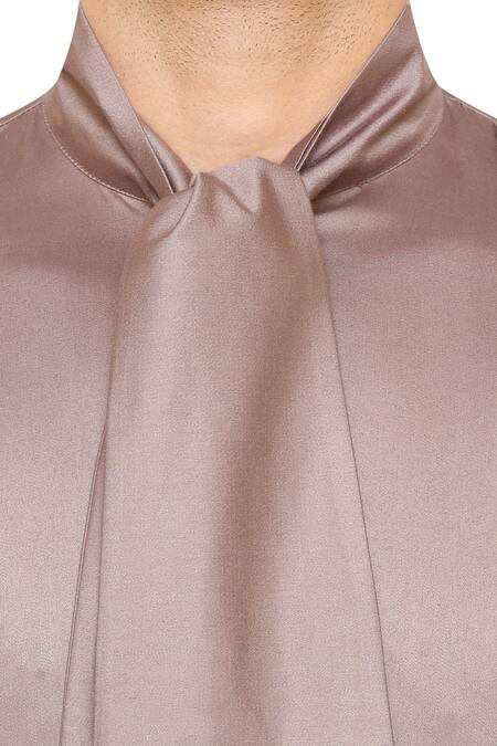 Shop_Amaare_Brown Draped Kurta With Attached Scarf And Pants_Online_at_Aza_Fashions