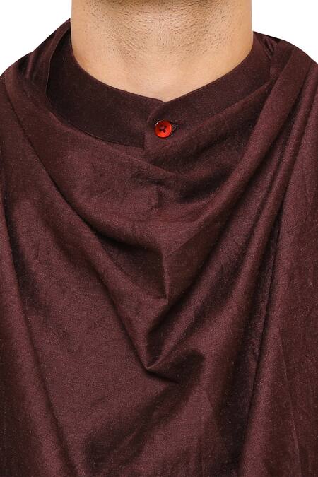 Amaare Brown Tussar Georgette Front Drape Kurta With Pant at Aza Fashions Amaare_Brown Tussar Georgette Front Drape Kurta With Pant _at_Aza_Fashions