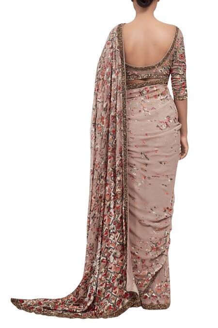 chiffon saree gown
