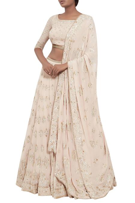 Nakul Sen Pink Chikankari Embroidered Lehenga Set