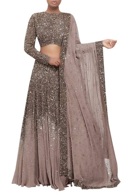 Nakul Sen_Grey Round Embellished Lehenga Set_Online_at_Aza_Fashions